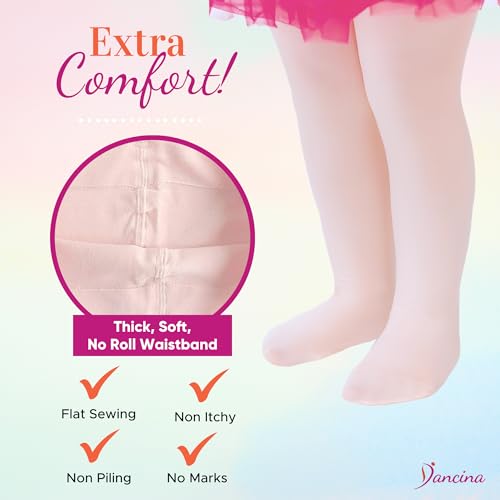 Toddler Ballet Tights for Girls - Soft & Stretchy, 2-4T (2 Pairs) - Ballet Pink