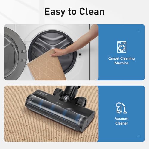 Stair Treads Non Slip Landing Rug for Wooden Steps Indoor, Peel and Stick Stair Treads Matching-Mat 20"X32" Landing Slip Resistant Stair Rugs for Kids and Dogs, Polyester Stair Landing Mat, Beige