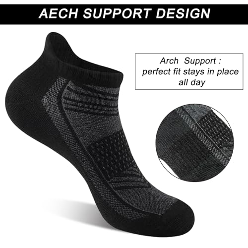 Shnn 14 Pairs Ankle Socks for Men & Women - Breathable Low Cut Casual Socks, Black, Size 6-12