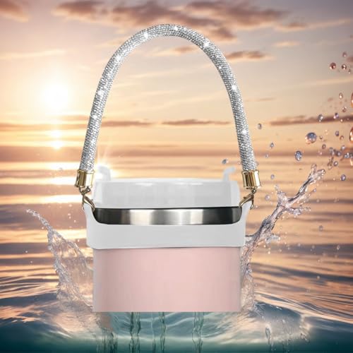 White Glitter Handle for Stanley Cup Water Bottle - Bling Tumbler Carrier with Strap