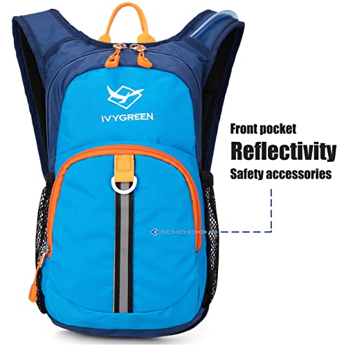Kids Hydration Backpack - Lightweight Small Size with 1.5L Bladder - Blue