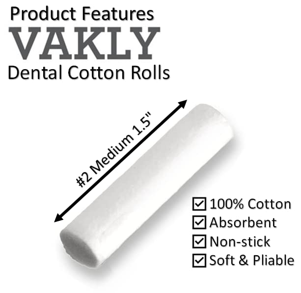 Medium Dental Cotton Rolls - 1.5 Inch Absorbent Mouth Gauze - 100 Count