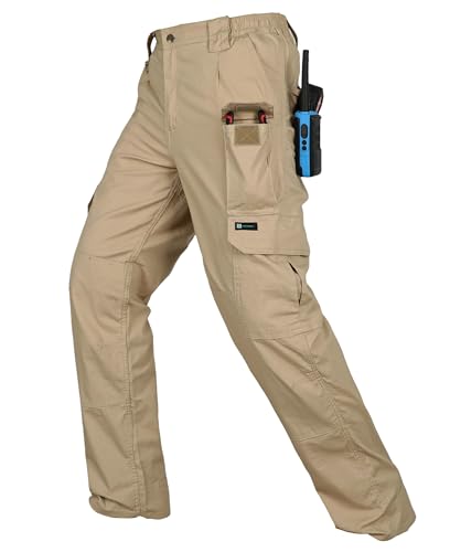Men's Khaki Cargo Pants 34W x 30L Stretch Ripstop Work & Hiking Pants