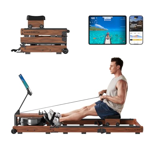 Foldable Rowing Machine with Adjustable Resistance - Walnut
