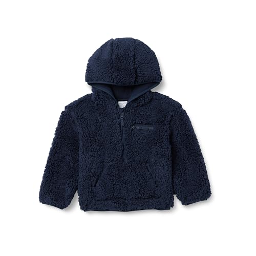 Toddler Boys Half Zip Sherpa Hoodie Sweatshirt with Kangaroo Pocket - Large Navy