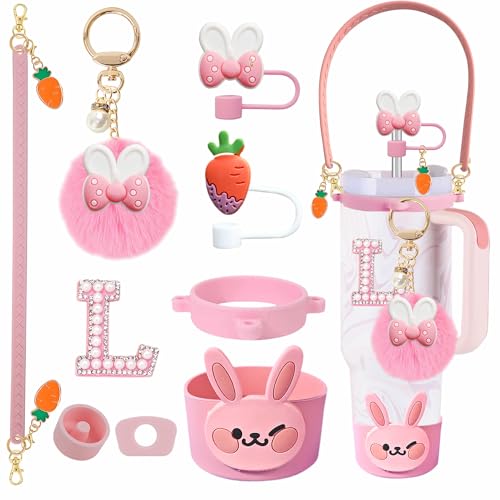 9-Piece Rabbit Tumbler Accessory Set for 30oz-40oz Cups - Pink Large