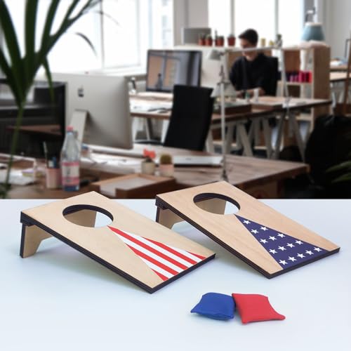 Mini Tabletop Cornhole Boards Set – 2pcs 4.7 x 7.7 in with Bean Bags