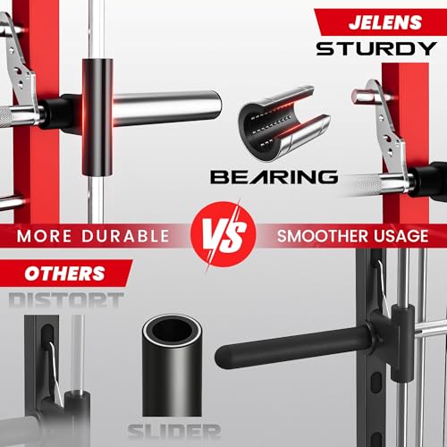 2000LBS Smith Machine Power Cage with LAT Pulldown - Red