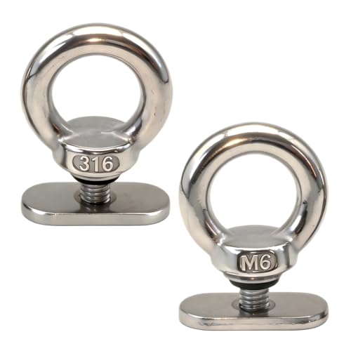 Kayak Track Eyelet Mounts - 316 Stainless Steel, 2 Pack - Silver