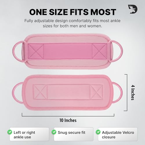 Ankle Strap for Cable Machine - Premium Padded Kickback Cuffs - Bubblegum Pink