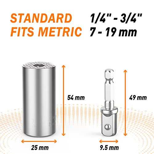 Dusor Gifts for Men Super Universal Socket Tools, Stocking Stuffers for Men, White Elephant Gifts for Adult, Gift for Him Who Have Everything, Gift Under 10 Dollars Socket Set with Power Drill Adapter