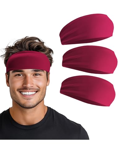 Unisex Sweat Wicking Headband - Burgundy Pack for Sports
