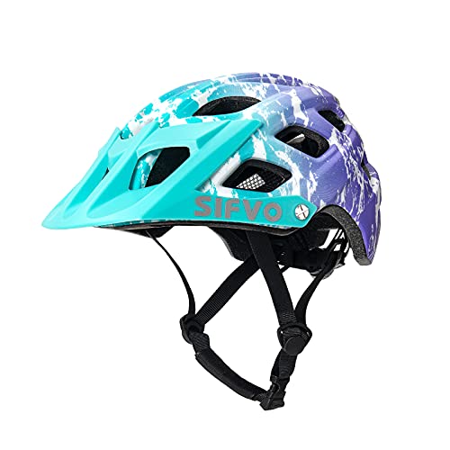 SIFVO Kids Bike Helmet Blue Wave, Adjustable Youth Safety Helmet 54-57cm