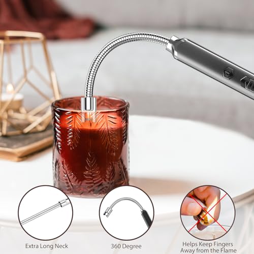 Electric Candle Lighter with Long Flexible Neck - Rechargeable USB Black