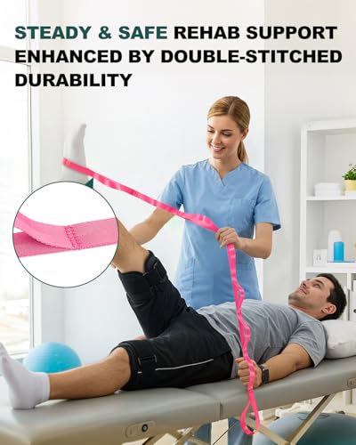 Non-Elastic Stretching Strap with Loops for Physical Therapy - Pink 75"x1"