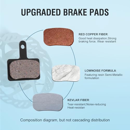 High-Performance Bike Brake Pads - 4 Pairs Black, Resin/Semi-Metallic