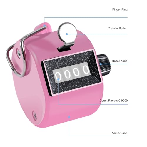 4-Digit Mechanical Handheld Tally Counter - Pink