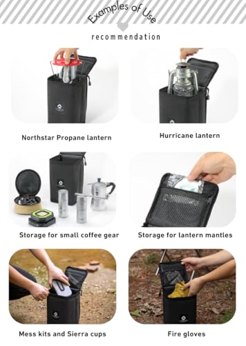 Camping Moon 11'' Black Lantern Storage Case T-8 T-9 with Top Pocket