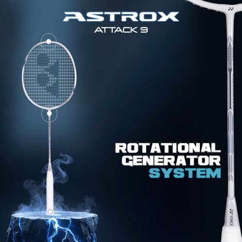 Badminton Racquet Astrox Attack 9 - Pre-Strung Pearl White