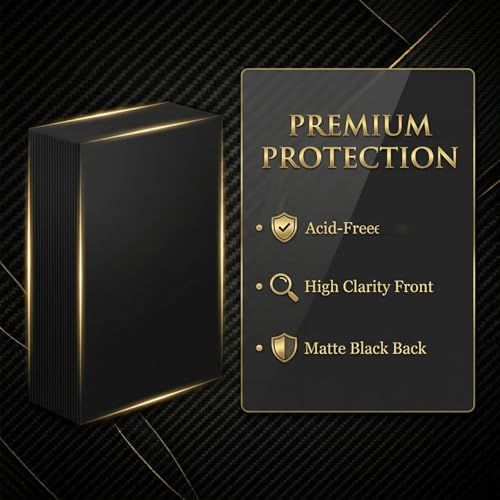 200pcs Black Matte Card Sleeves for Trading Cards - 66 x 91 mm
