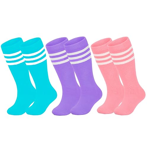 Kids Athletic Knee High Socks - 1-4T Sea Blue, Purple, Pink