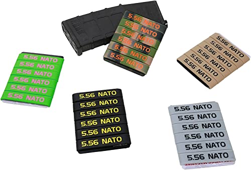 Aolamegs 5.56 Magazines Marking Band 12-Pack Khaki-Black for Quick Identification