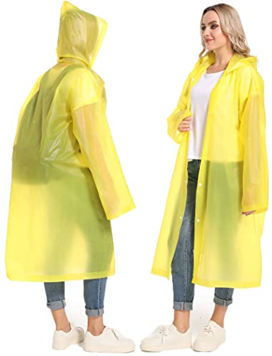 Reusable 2PCS Rain Ponchos for Adults - Yellow Rain Jackets