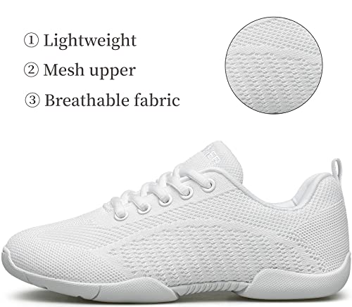 Girls White Cheerleading Shoes - Breathable Athletic Sneakers