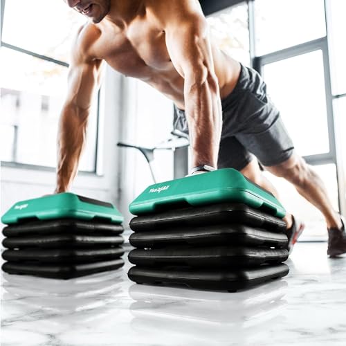 High Step Aerobic Platform with Stackable Risers - Green/Black