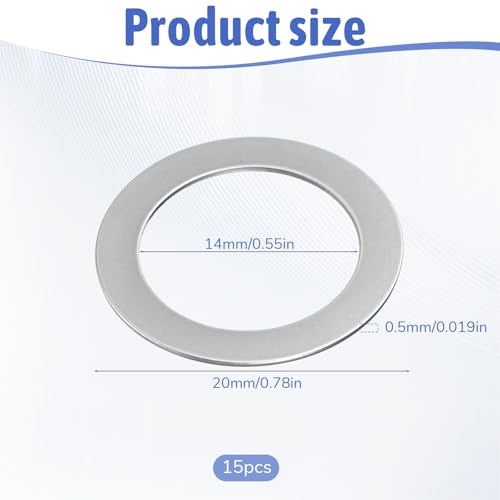 15-Pack Stainless Steel Bike Pedal Washers - 9/16 Inch