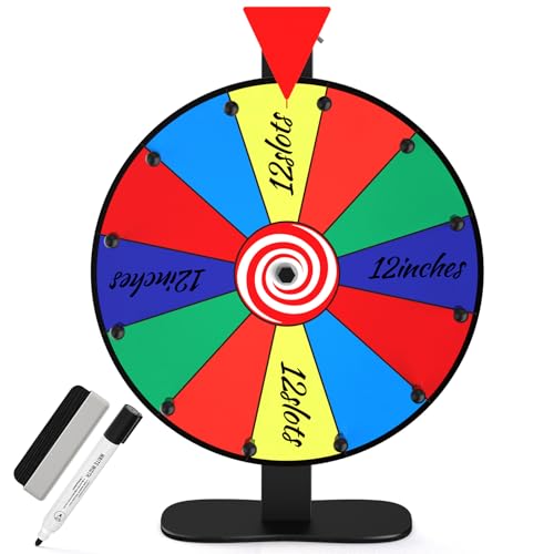 12-Inch Color Prize Wheel with 12 Slots – Dry-Erase Wheel for Parties, Carnivals & Classrooms