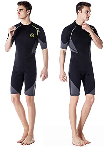 FINDSLINX Black-Gray 1.5mm Neoprene Shorty Wetsuit for Diving & Surfing