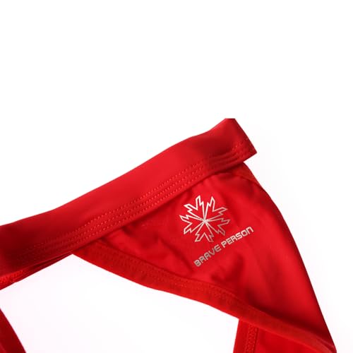 Men's Athletic Jockstrap Thong - Moisture-Wicking Sport Underwear - Red, Large