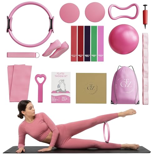 18-Piece Pilates Equipment Set - Home Workout Kit - Pink