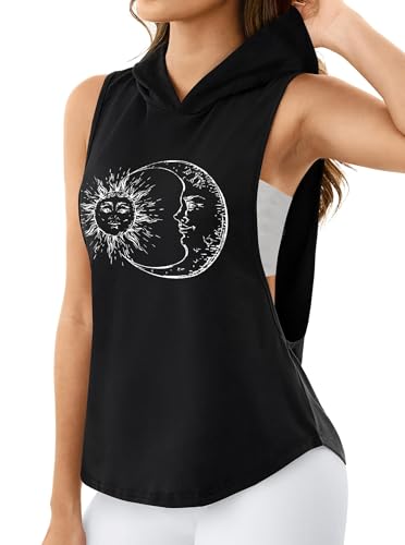 Women's Sleeveless Hoodie Workout Tank Top with Open Sides