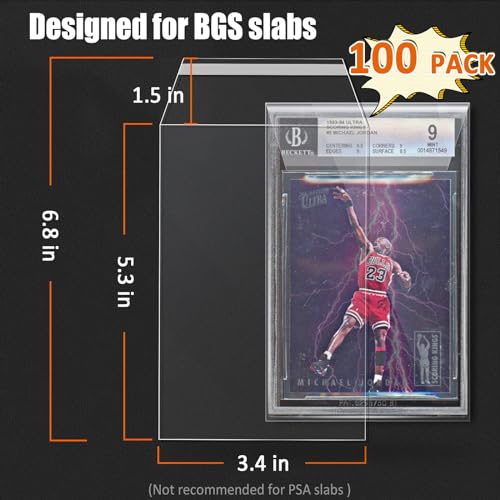 Graded Card Slab Sleeves for BGS - 100 Pack Resealable Protective Covers
