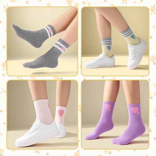 Kids Athletic Socks - 6 Pairs Cotton Crew Socks for Ages 8-10