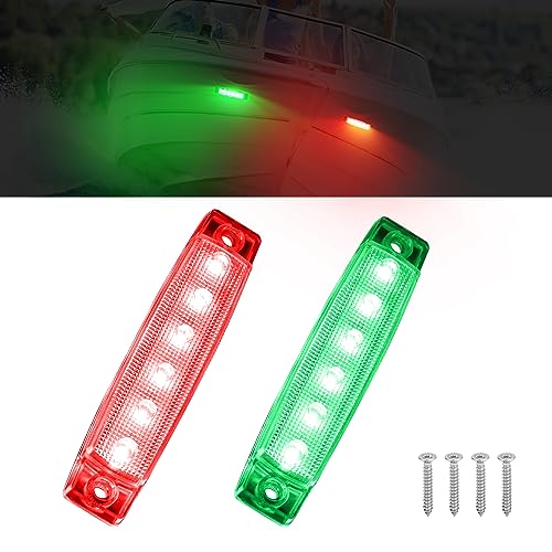 12V Boat Navigation Lights Red & Green 2-Pack IP68 Waterproof, ABS Bow & Stern Lamps