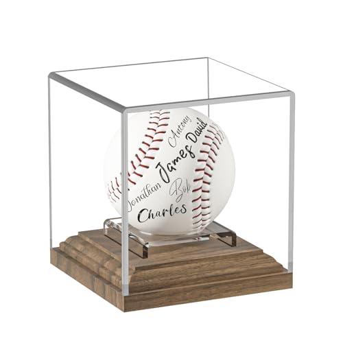 Baseball Display Case with Walnut Wood Base & Acrylic Holder