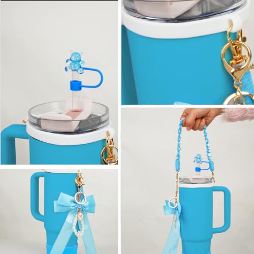 Tumbler Accessory Set with Handle Strap, Silicone Boot & Straw Topper - Blue