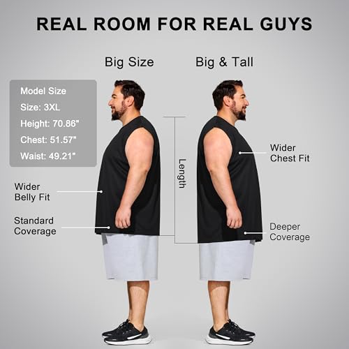 UEEKO Big & Tall Quick Dry Tank Top Pack 4X-Large Black (5 Pack) Moisture Wicking