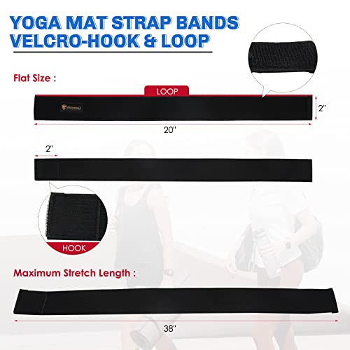 Yoga Mat Strap - Heavy Duty Bungee Organizer, 2 Pack - Black