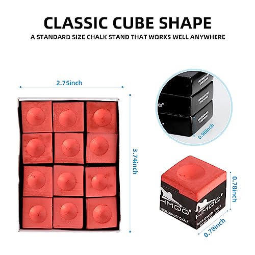 Low-Dust Billiard Cue Chalk - 12-Pack Dark Red