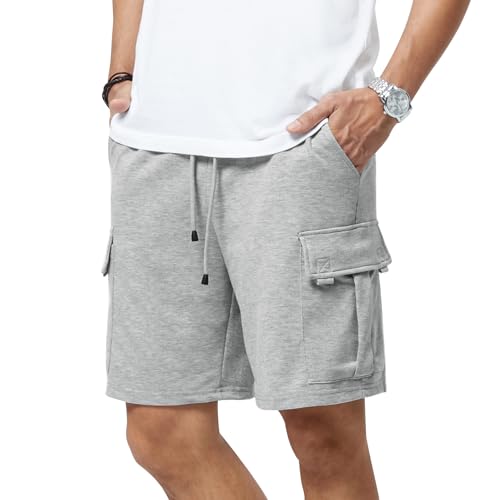 Mens Casual Cargo Shorts with Drawstring Elastic Waist – 5-Pocket Gym Jogger