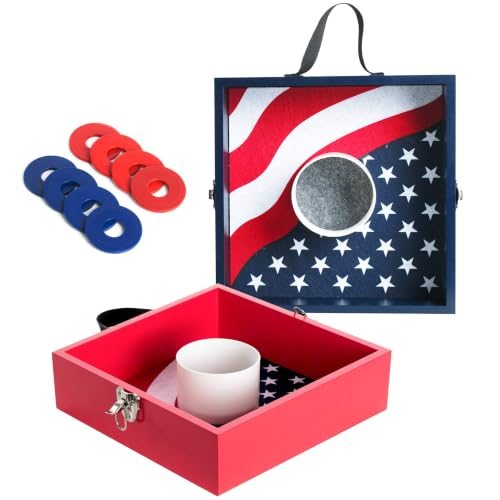 Outdoor Washer Toss Game Set with Wooden Boards & Steel Washers