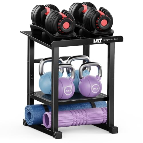 Adjustable Dumbbell Stand - 600LB Rack for Home Gym - Black Top
