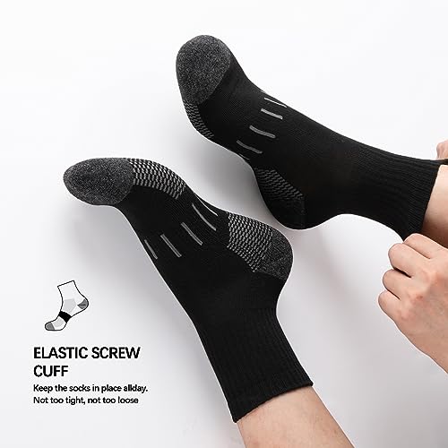 Heatuff Men's Ankle Athletic Socks 8 Pairs Black One Size Moisture Wicking Sports & Running Socks