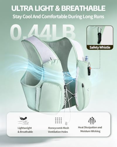 Visisite Green Hydration Running Vest Backpack with Phone Holder for Men Women