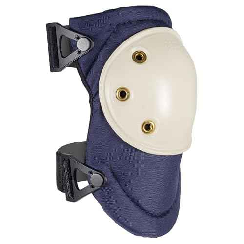 ALTA 50903 AltaPRO Knee Protector Pads, Navy Cordura Nylon Fabric, AltaLOK Fastening, Hard Cap, Round, White (One Pair)