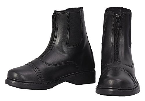 Children's Front Zip Paddock Boots - Durable & Water-Resistant - 5 Big Kid / Black